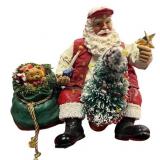 Possible Dreams Clothtique Santa Figurine with Tree and Gift Sack