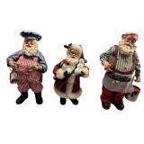 Set of 3 Clothtique Santa Claus Figurines assorted themes