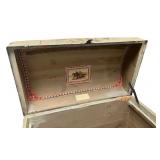 Antique Domed Wooden Travel Trunk with Original Lining