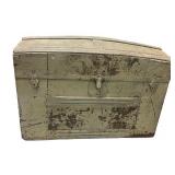 Antique Domed Wooden Travel Trunk with Original Lining