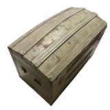 Antique Domed Wooden Travel Trunk with Original Lining