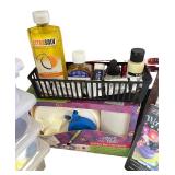 Large Mixed Art Supplies Collection with Brushes, Paints, and Drawing Materials