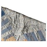 Jiahome Cotton Patchwork Quilt 86x92 Inches Blue and Tan Plaid