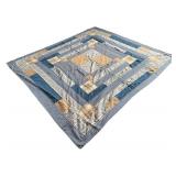 Jiahome Cotton Patchwork Quilt 86x92 Inches Blue and Tan Plaid