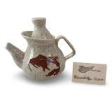 Red Wing Pottery Round Up Teapot with Cowboy and Bull Motif