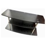 Black Wood Entertainment Stand and 5-Shelf Bookcase Set