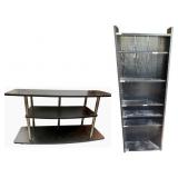 Black Wood Entertainment Stand and 5-Shelf Bookcase Set