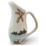 Red Wing 2001 Collectors Society Ceramic Pitcher with Lake and Deer Motif