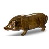 2010 RWCS Brown Glazed Pottery Pig Figurine