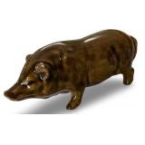 2010 RWCS Brown Glazed Pottery Pig Figurine