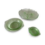 Set of 3 Green Depression Glass Serving Dishes