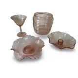 Collection of Vintage Pink Depression Glass Dishes and Tableware