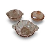 Collection of Vintage Pink Depression Glass Dishes and Tableware