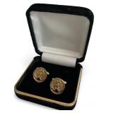 Gold Tone Anchor Cufflinks in Presentation Box