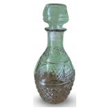 Collection of Vintage Cut Glassware Including Decanter, Pitchers, and Shade Covers