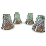 Collection of Vintage Cut Glassware Including Decanter, Pitchers, and Shade Covers