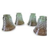 Collection of Vintage Cut Glassware Including Decanter, Pitchers, and Shade Covers