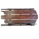 Vintage Wooden and Metal Snow Sled with Rope Pull