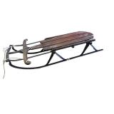 Vintage Wooden and Metal Snow Sled with Rope Pull