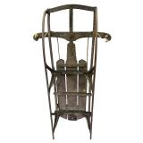 Vintage Wooden and Metal Snow Sled with Rope Pull