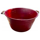 Pottery Barn Red Metal Tub with Wooden Handles