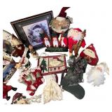 Large Collection of Christmas Decorations and Santa Figurines