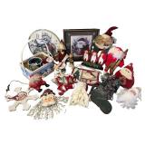 Large Collection of Christmas Decorations and Santa Figurines