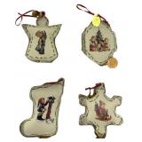 Set of 12 Hummel Christmas Porcelain Ornaments with Gold Trim
