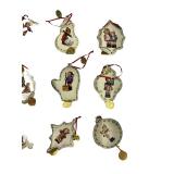 Set of 12 Hummel Christmas Porcelain Ornaments with Gold Trim