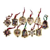 Set of 12 M.J. Hummel Porcelain Christmas Ornaments