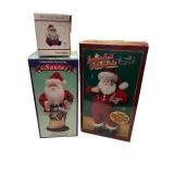 Set of 3 Musical Dancing Santa Claus Figures with Boxes