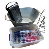 Entertaining Set with Metal Ice Bucket, 2 Wine Racks, Plastic Tumblers, and Black Leather Case