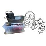 Entertaining Set with Metal Ice Bucket, 2 Wine Racks, Plastic Tumblers, and Black Leather Case