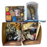 Collection of Hardware, Fasteners, Trailer Hitch, and Tools