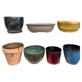 Collection of 7 Assorted Ceramic and Metal Planters and Pots
