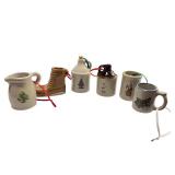 Set of 6 Red Wing Pottery Christmas Mini Ornaments 2005