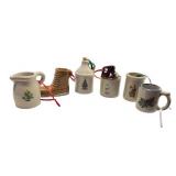 Set of 6 Red Wing Pottery Christmas Mini Ornaments 2005