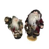Set of 2 Decorative Santa Claus Figures with Holiday Accents
