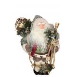 Set of 2 Decorative Santa Claus Figures with Holiday Accents