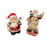 Set of 2 Ceramic Santa Claus Holiday Figurines