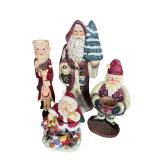Collection of 7 Assorted Santa Christmas Figurines and Decorations