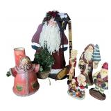 Collection of 7 Assorted Santa Christmas Figurines and Decorations