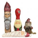 Set of 4 Handcrafted Santa Claus Figurines Holiday Decor