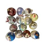 Collection of 14 Hand-Painted Glass Christmas Ornaments with Storage Box