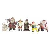 Set of 6 Assorted Santa Claus Christmas Ornaments