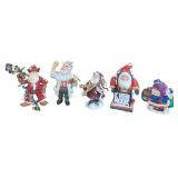 Set of 5 Santa Claus Christmas Figurines and Ornaments