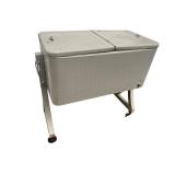 Large Rolling Metal Cooler with Lid and Handles