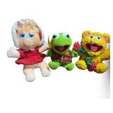 Set of 3 Muppet Babies Plush Toys Featuring Miss Piggy, Kermit, and Fozzie Bear