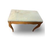 Vintage Upholstered Wooden Bench with Curved Legs