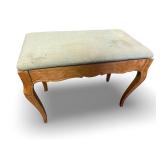 Vintage Upholstered Wooden Bench with Curved Legs